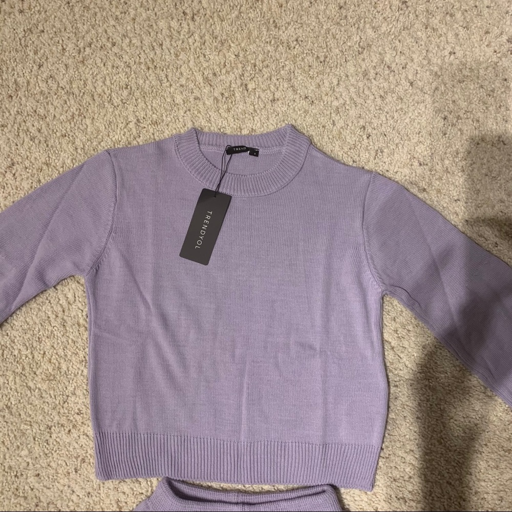 NWT 2 Piece Knitwear Lilac Sweater Short Set Small - Picture 6 of 11